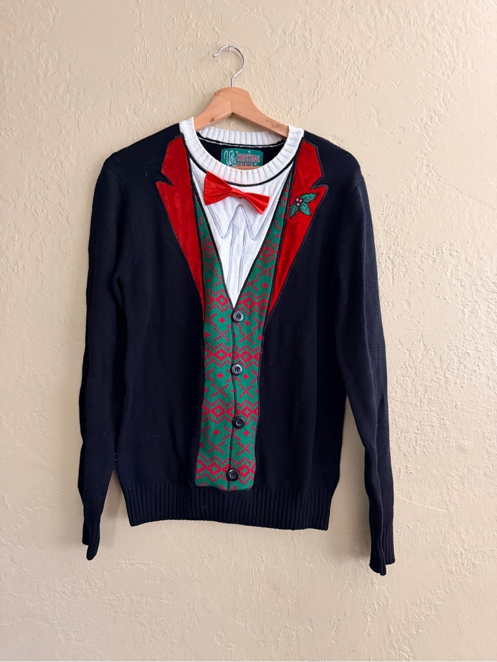 Ugly Christmas Sweater Men Crewneck in Black, Red, Green